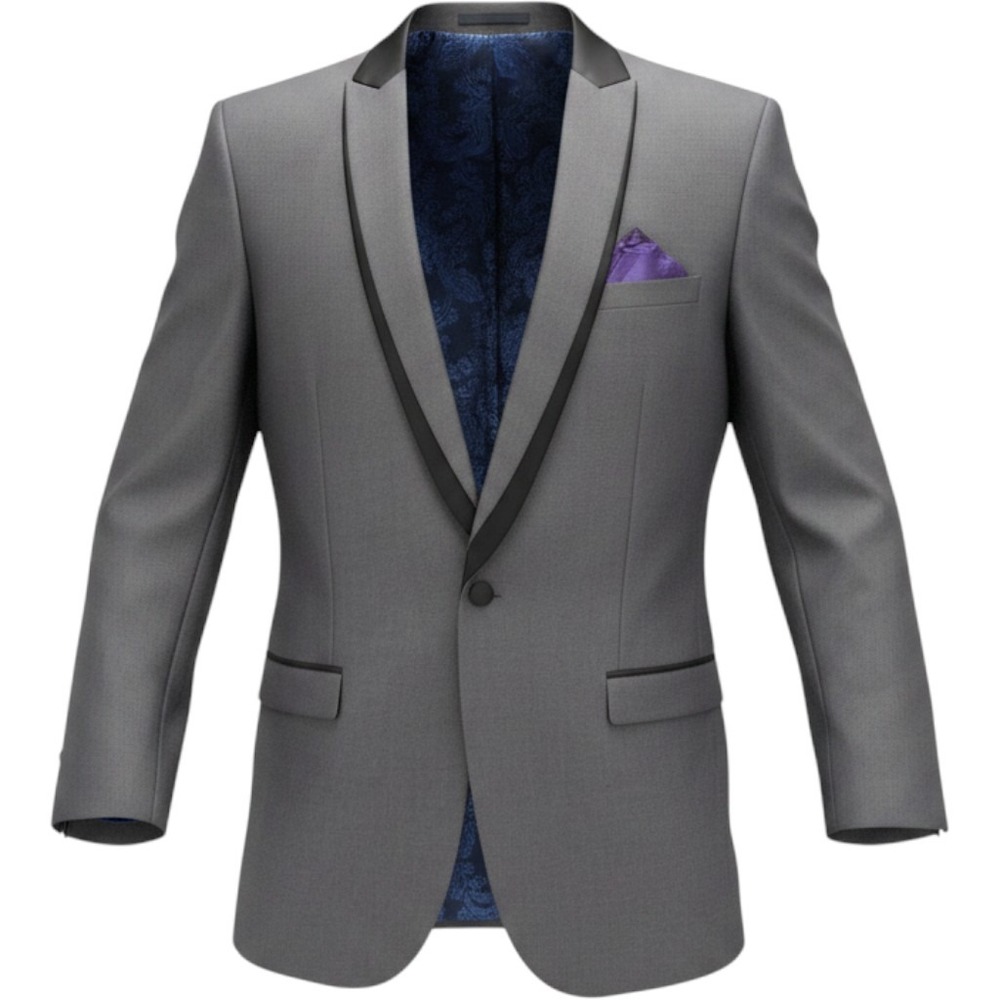 Bryan Michaels Mens 3 Piece Tuxedo Set Gray Black Shawl Lapel 42L 39x32 MT239S